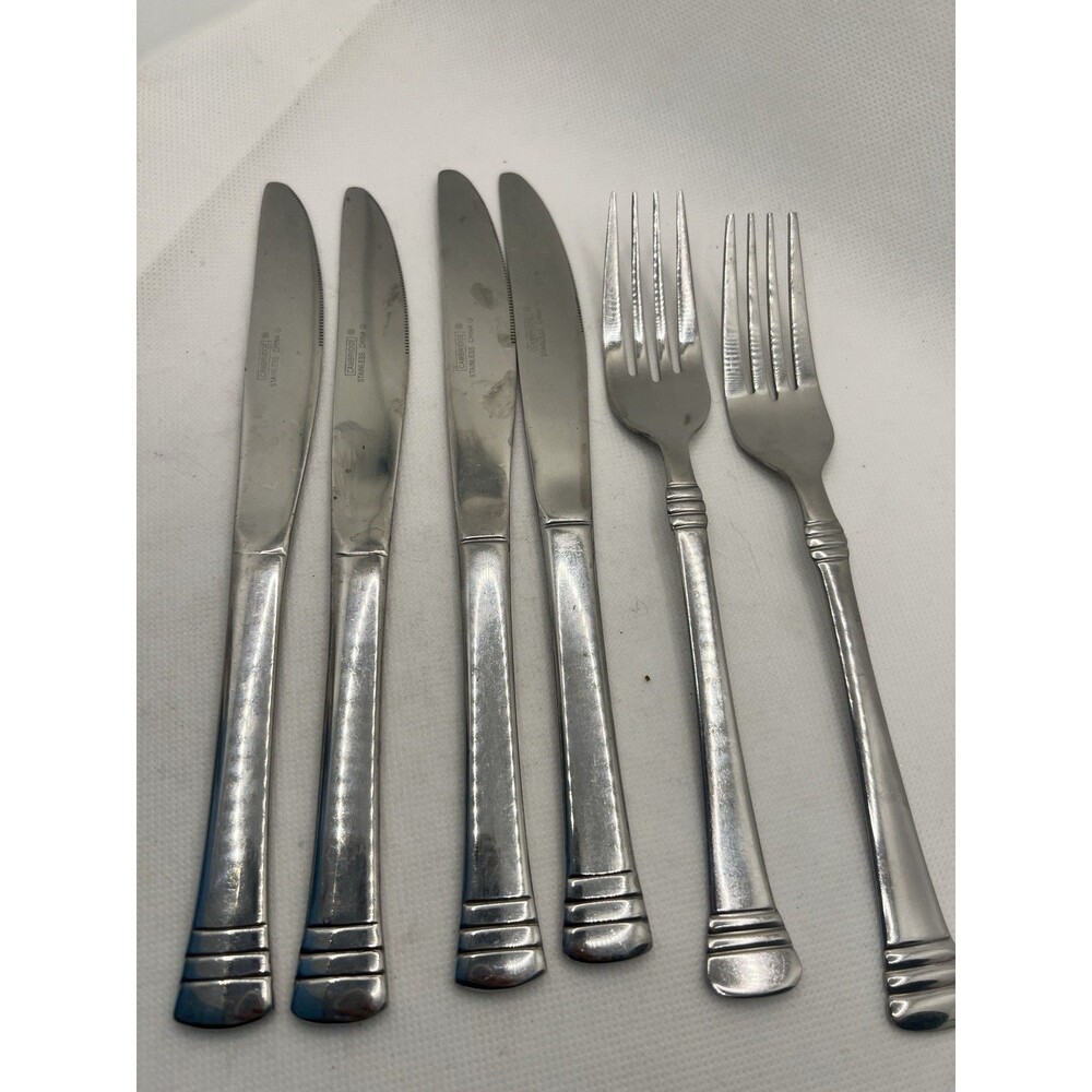 6 pieces Cambridge CODIE GLOSSY Stainless Flatware 4 knives 2 Forks silverware